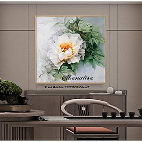 Mua Tranh thêu chữ thập chỉ lụa Hoa mẫu đơn 60x60cm