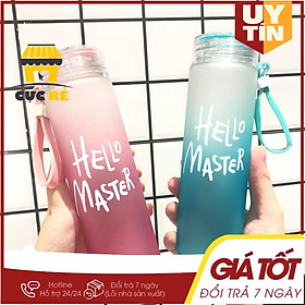  Bình Nước Thủy Tinh In Chữ Hello Master 400ML có dây xách (màu ngẫu nhiên)