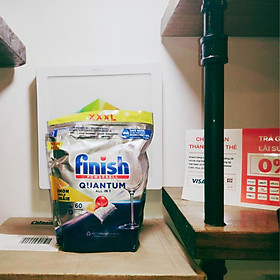 Túi 60 viên rửa chén Finish Quantum All in 1 (tất cả trong 1 viên – Hương chanh xanh & táo) - dành cho máy rửa chén
