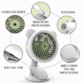 Quạt Hơi Nước Mini Phun Sương Tích Sạc Điện Có Kẹp Để Bàn Tiện Lợi Như Máy Lạnh Điều Hòa Mini Di động