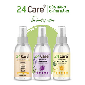 COMBO 3 chai Xịt Phòng Tinh Dầu Sả Chanh + Sả Java + Bạc Hà  Hữu Cơ Organic 24Care 250ML/Chai - Kháng khuẩn - Khử mùi hôi - Đuổi muỗi, côn trùng - Tập trung tinh thần làm việc, lái xe, học hành - Hương thơm thư giãn