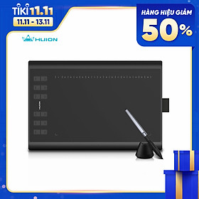 Bảng vẽ micro USB Huion H1060P với 12 nút phím cơ đi kèm với bút vẽ lớn không pin