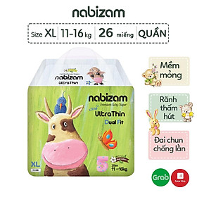 Tã/Bỉm Quần Nabizam UltraThin Nội Địa Hàn Cao Cấp Size XL Cho Bé Từ 11-16kg, 26 miếng