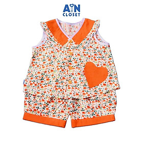 Bộ quần áo ngắn bé gái họa tiết Hoa nhí cam túi tim - AICDBGE0BBDV - AIN Closet