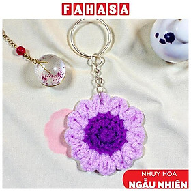 Móc Khoá Len Cúc Hoạ Mi - Màu Tím (Nhụy Hoa Màu Ngẫu Nhiên)