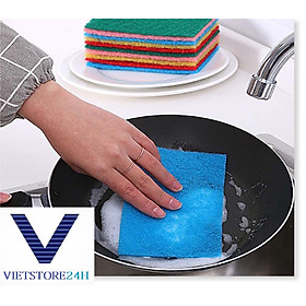 Mua Set 10 miếng rửa chén bọt biển nhiều màu (15x10cm) VT