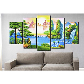 Bộ 5 tranh canvas treo tường phong cảnh thiên nhiên trước hoàng hôn - B5T045