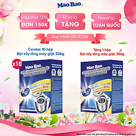 Combo 10 Hộp Bột Vệ Sinh Máy Giặt Mao Bao 306g - Loại Bỏ Cặn Bẩn, Khử Mùi Cho Máy Giặt Cửa Trên/Trước