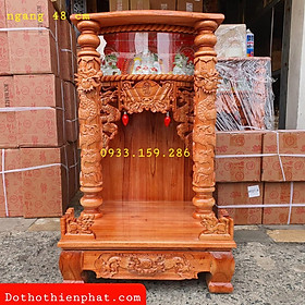 Mua Bàn thờ thần tài ông gỗ xoan ngang 48 cm quỳ trụ điện tử
