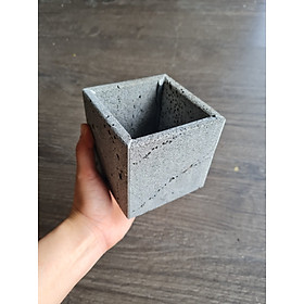 Chậu hoa đá ong xám 10x10x10cm trồng cây phong thủy đẹp