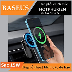 Mua Giá đỡ điện thoại sạc không dây sạc nhanh 15W tích hợp nam châm chuẩn Qi dùng trên xe hơi / ô tô / để bàn hiệu Baseus Big Energy Car Mount Wireless Charger phiên bản đa năng vừa kẹp khe gió và để bàn - hàng nhập khẩu