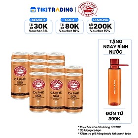 [ĐƠN HÀNG 399K TẶNG 1 BÌNH NƯỚC HIGHLANDS] Thùng 24 lon cà phê sữa Highlands Coffee 185ml