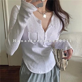 Áo len tăm cúc túi ngực nhẹ nhàng tôn dáng