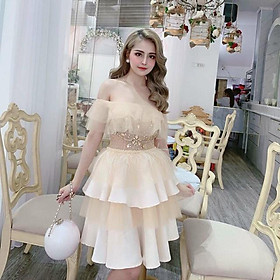 Đầm xoè bẹt vai cao cấp kết đá pha lê Sang Trọng - có size M//L đến 58kg - MS207V695MM MM