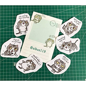 Bộ 6 miếng sticker decal dán Mèo Pippi l Hình dán Mèo Pippi l Zip A1