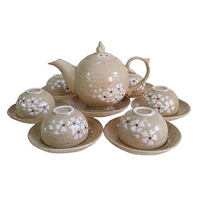 Bộ Trà Gốm Hoa Trắng T756