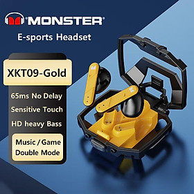 Monster XKT09 Wireless Bluetooth 5.2 Tai nghe TWS Gaming Earbuds Bass Sound Music Game Game Double Chế độ Tai nghe 300MAH Dài