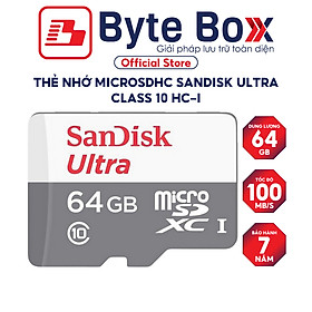 Mua Thẻ nhớ MicroSDHC Sandisk Ultra 16GB / 32GB / 64GB / 128GB Class 10 upto 100MB/s Bảo hành 7 năm - Hàng chính hãng