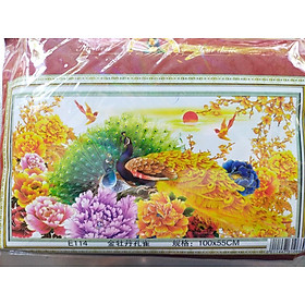 Mua Tranh thêu chữ thập chim công E114 - 100 x 55 cm - chưa thêu - 100 x 55 cm