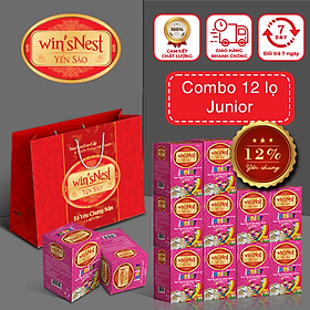 Combo 12 Lọ Nước yến sào win'sNest Junior 12% (70mL) Kèm túi xách giấy