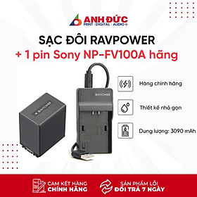 Mua Bộ Pin Sạc Ravpower + Kèm 1 Pin RAVPower NP-FV100A cho Sony NEX  HXR  DEV  HDR  DCR  FDR - Hàng Chính Hãng