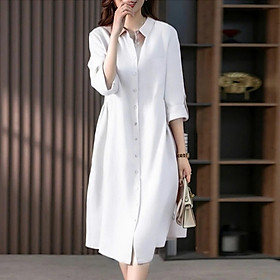 Đầm Nữ Dài Sơ Mi Haint Boutique Váy Công Sở Nữ Thiết Kế Chất Linen Phong Cách Hàn Quốc Vintage đi dự tiệc Da207