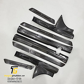 Bộ Ốp bậc cửa, Nẹp bước chân Hyundai Grand i10 2021 vân Carbon