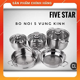 Bộ nồi cao cấp 5 Fivestar inox nắp kính đáy từ