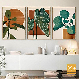 Mua bộ 3 tranh tropical tone cam xanh  có đinh và móc tặng kèm