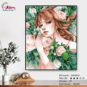 Mua Tranh tô màu theo số sơn dầu số hóa Nàng thơ AN4053