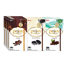 Bánh que nhân kem mix vị GLICO Pejoy 2 Chocolate 1 Cookies & Cream 1 Choco