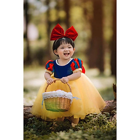 Đầm Công Chúa Bạch Tuyết Cho Bé Kèm Nơ Đỏ Siêu Xinh (Tiệm Công Chúa Nhỏ)