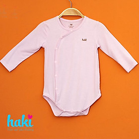 Bộ Bodysuits dài tay cài lệch vải sợi tre cao cấp cho bé Haki BB021