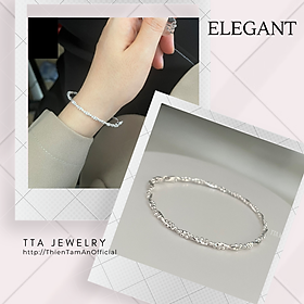 Vòng tay bạc nữ TTA Jewelry lắc tay xoắn bi đơn giản thu hút