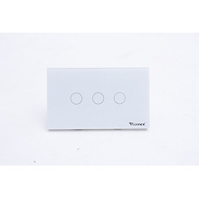 Mua Công tắc thông minh wifi cảm ứng điều khiển từ xa  hình chữ nhật không viền 03 Nút  công suất 800-2500W. BH 2 năm 1 đổi 1