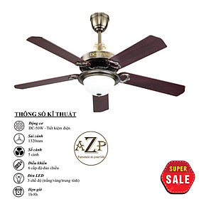 Mua Siêu Sales QUẠT TRẦN AZP- 5 CÁNH GỖ  CÔNG XUẤT 50W  CÓ REMOTE- Hàng Nhập Khẩu
