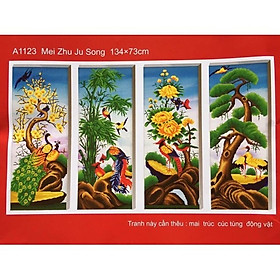 Mua Tranh thêu chữ thập Tứ Quý (134*73cm) chưa thêu