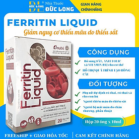 Ferritin Liquid – Bổ sung sắt, Hỗ trợ giảm nguy cơ thiếu mãu do thiếu sắt – hộp 20 ông – NUTRI – Đức Long