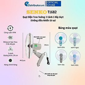 Quạt Treo Remote SENKO TR1683 ( Có Remote) / TR1628 (Có Điều Khiển Từ Xa) - Quạt T1682 / T1680 ( Không Có Điều Khiển Từ Xa) - Hàng Chính Hãng - Bảo Hành 12 Tháng - Quạt Treo Tường Senko Có Remote TR1628 (Tương tự mã TR1683)