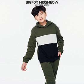 Bộ bé trai BIGFOX MISS MEOW mùa thu đông size đại, có mũ phối màu phom Hàn cỡ 9,12,15 tuổi 30kg 50kg 2001