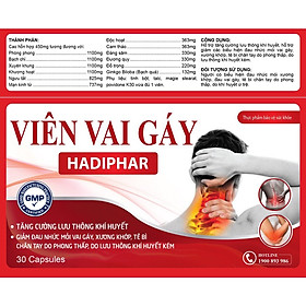 Viên Vai Gáy Hadiphar Hỗ trợ giảm thoái hóa đốt sống cổ, cột sống, hết đau mỏi vai gáy, bồi bổ khí huyết