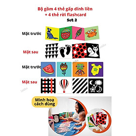 Thẻ Gấp Ziczac Và Flashcard Lalala Baby Kích Thích Thị Giác Cho Trẻ Sơ Sinh Đến 1 Tuổi - Thẻ 4tấm + card Set2