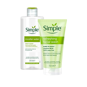 [Tặng kèm nước tẩy trang 200ml] Sữa rửa mặt Simple Refreshing Facial Wash da sạch thoáng 150ml