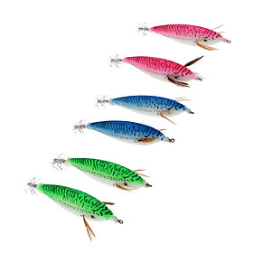 6pcs Luminous Fishing Lure Imitation Shrimp Bait Squid Jig Hook Bionic Bait Green, Blue, Pink