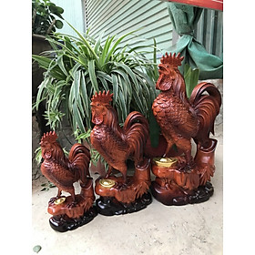Mua Tượng con gà trống bằng gỗ hương đá tô làm mầu giả cổ kt 30×16×8cm