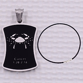 Mặt dây chuyền cung Cự Giải - Cancer inox kèm vòng cổ dây da đen, Cung hoàng đạo