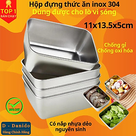 Mua Hộp đựng thực phẩm tủ lạnh size 13.5x11x5cm kèm nắp nhựa chất liệu inox 304 dùng được cho lò vi sóng  chính hãng D Danido