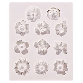 Mini Flower Shape Silicone Mold DIY Fondant Cake Decorating Tools Chocolate Gumpaste Mold Specification:gray