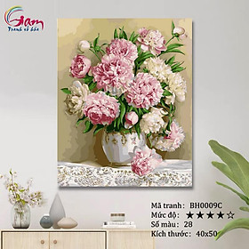 Mua Tranh số hoá tô màu theo số Tranh hoa mẫu đơn mã BH0009C
