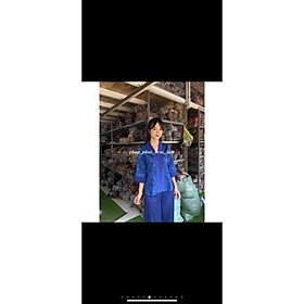 Đồ Lam Đi Chùa - áo lam - đồ phật tử - bộ bà lai vải gấm